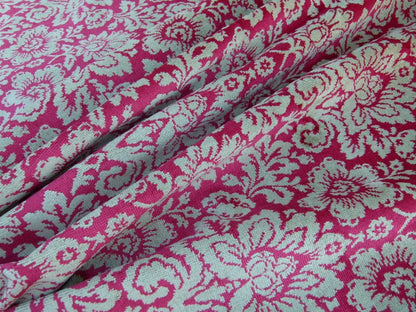 Scalamandre Audrey Damask Cut Velvet Linen Red Renaissance Artichoke Rose MSRP USD 427/Y