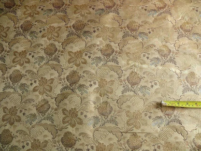 by yard French 100%silk Lampas Pom Orchid Lace Antique Gold