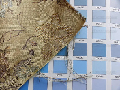 by yard French 100%silk Lampas Pom Orchid Lace Antique Gold