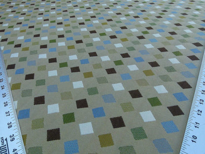 By Yard Breezeway Green Mult On Desert Tan Woven Diamond Dot MSRP USD 222/y Fonthill Old World Weavers