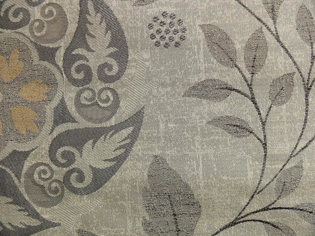 S Harris "tobago" Silk Lampas Lighter Silver Charcoal Black Grey Gold Art Deco Mid-century Thick MSRP USD 320/Y