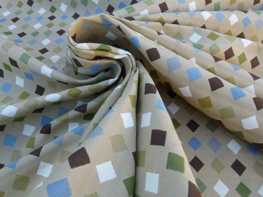 By Yard Breezeway Green Mult On Desert Tan Woven Diamond Dot MSRP USD 222/y Fonthill Old World Weavers