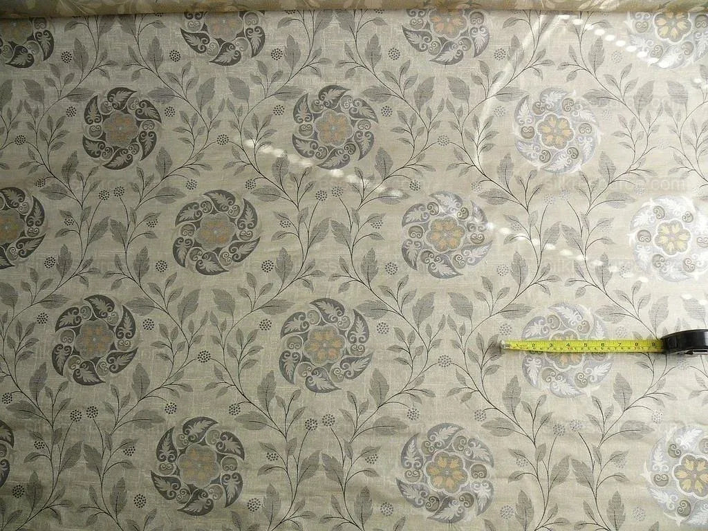 S Harris "tobago" Silk Lampas Lighter Silver Charcoal Black Grey Gold Art Deco Mid-century Thick MSRP USD 320/Y