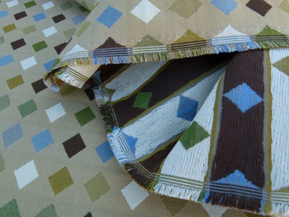 By Yard Breezeway Green Mult On Desert Tan Woven Diamond Dot MSRP USD 222/y Fonthill Old World Weavers