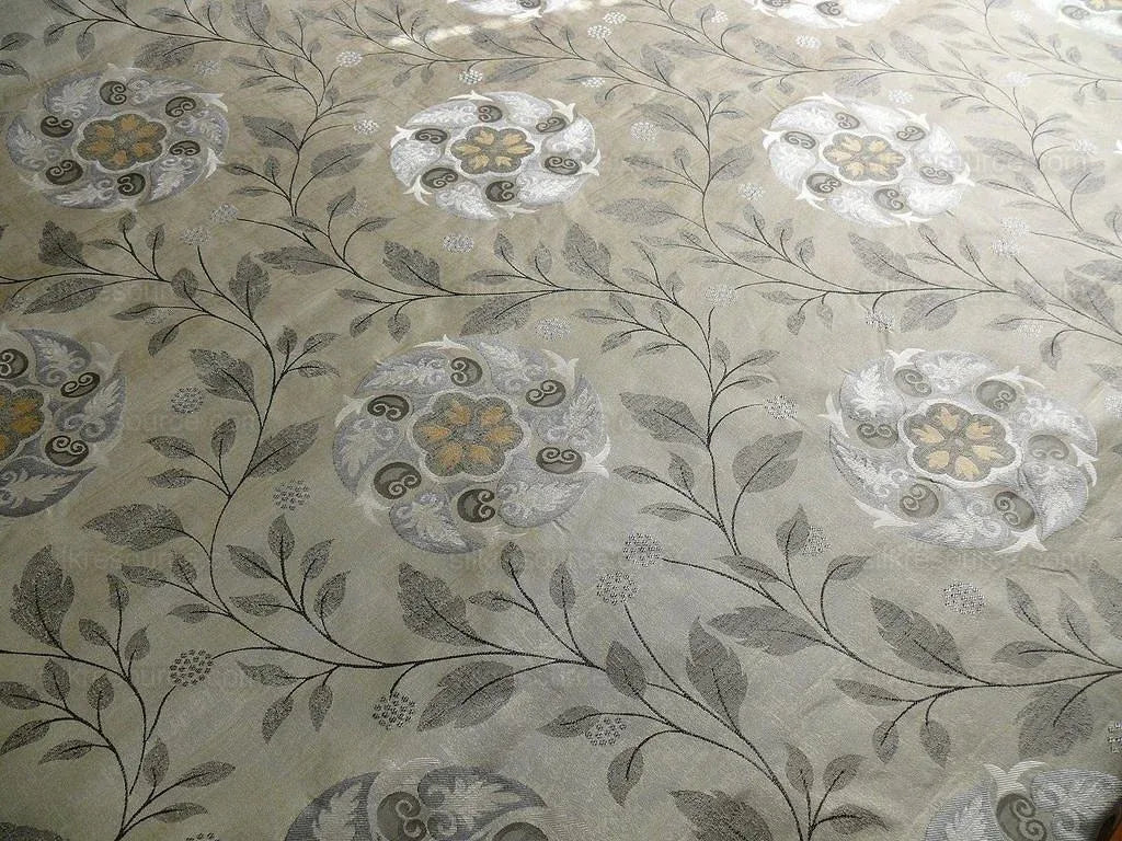 S Harris "tobago" Silk Lampas Lighter Silver Charcoal Black Grey Gold Art Deco Mid-century Thick MSRP USD 320/Y