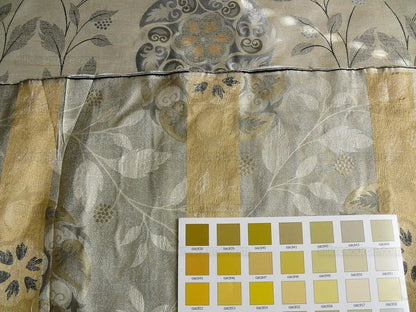 S Harris "tobago" Silk Lampas Lighter Silver Charcoal Black Grey Gold Art Deco Mid-century Thick MSRP USD 320/Y