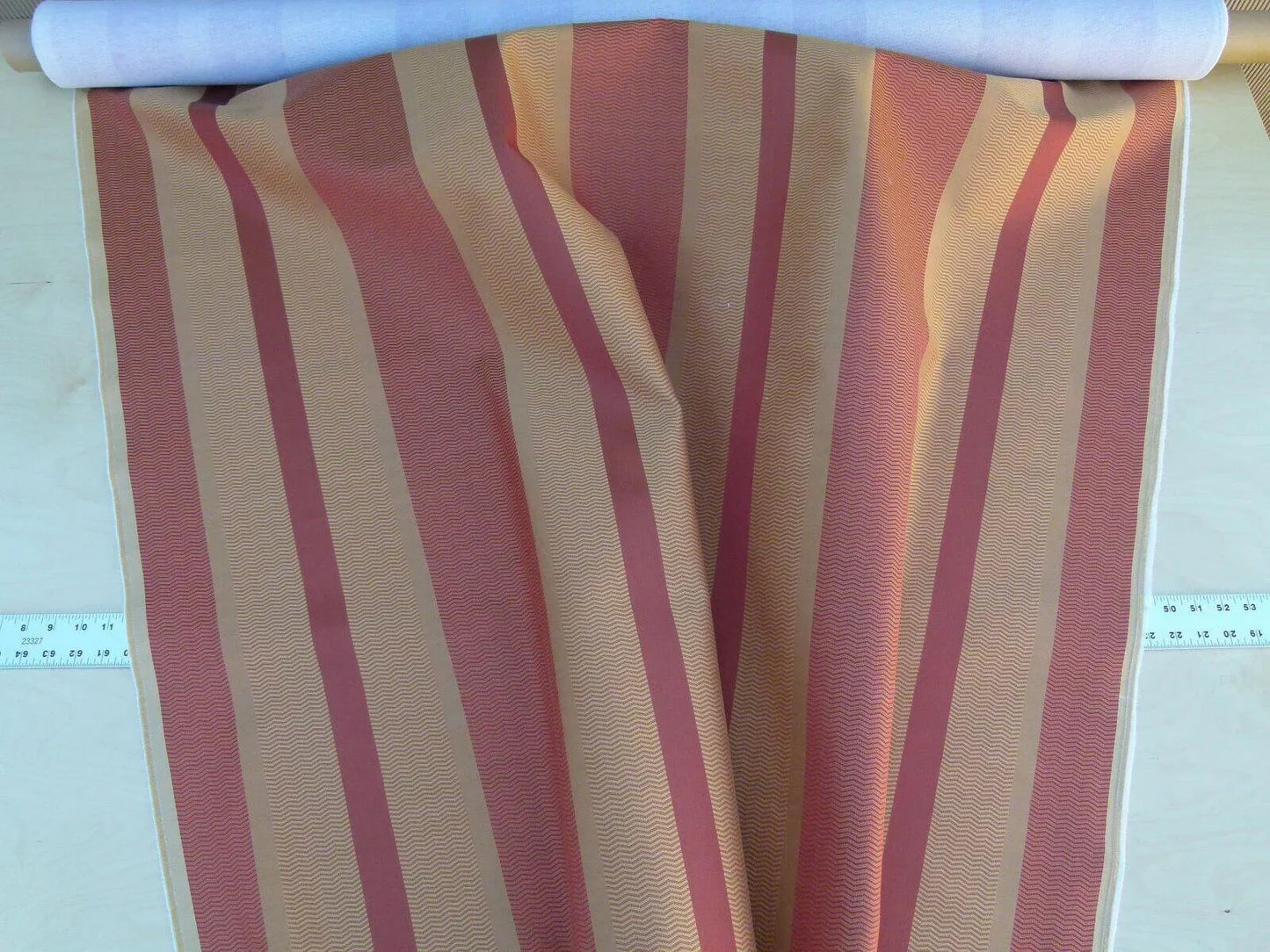 By Yard Montes Stripe In Rust Red Gold Silk Jarquard MSRP USD 228/y Grey Watkins Rust (backed)