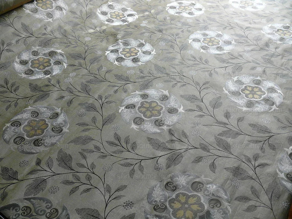 S Harris "tobago" Silk Lampas Lighter Silver Charcoal Black Grey Gold Art Deco Mid-century Thick MSRP USD 320/Y