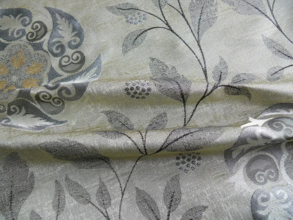 S Harris "tobago" Silk Lampas Lighter Silver Charcoal Black Grey Gold Art Deco Mid-century Thick MSRP USD 320/Y