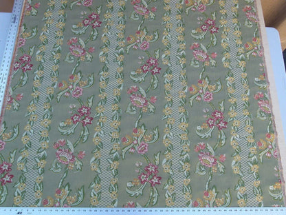 By Yard Scalamandre Lampas Ramage Gw Olive Grey Watkins Floral Stripe MSRP USD 272/Y