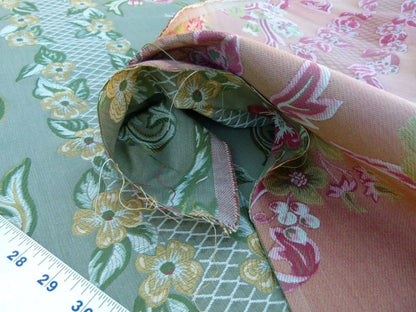 By Yard Scalamandre Lampas Ramage Gw Olive Grey Watkins Floral Stripe MSRP USD 272/Y