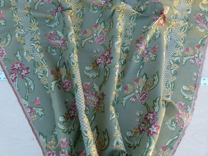 By Yard Scalamandre Lampas Ramage Gw Olive Grey Watkins Floral Stripe MSRP USD 272/Y