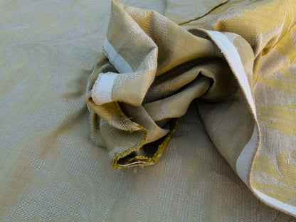 Scalamandre Grey Watkins Cordoba Old Gold Chenille Woven Foliage Acanthus Cotton MSRP USD 176/Y - by The Yard