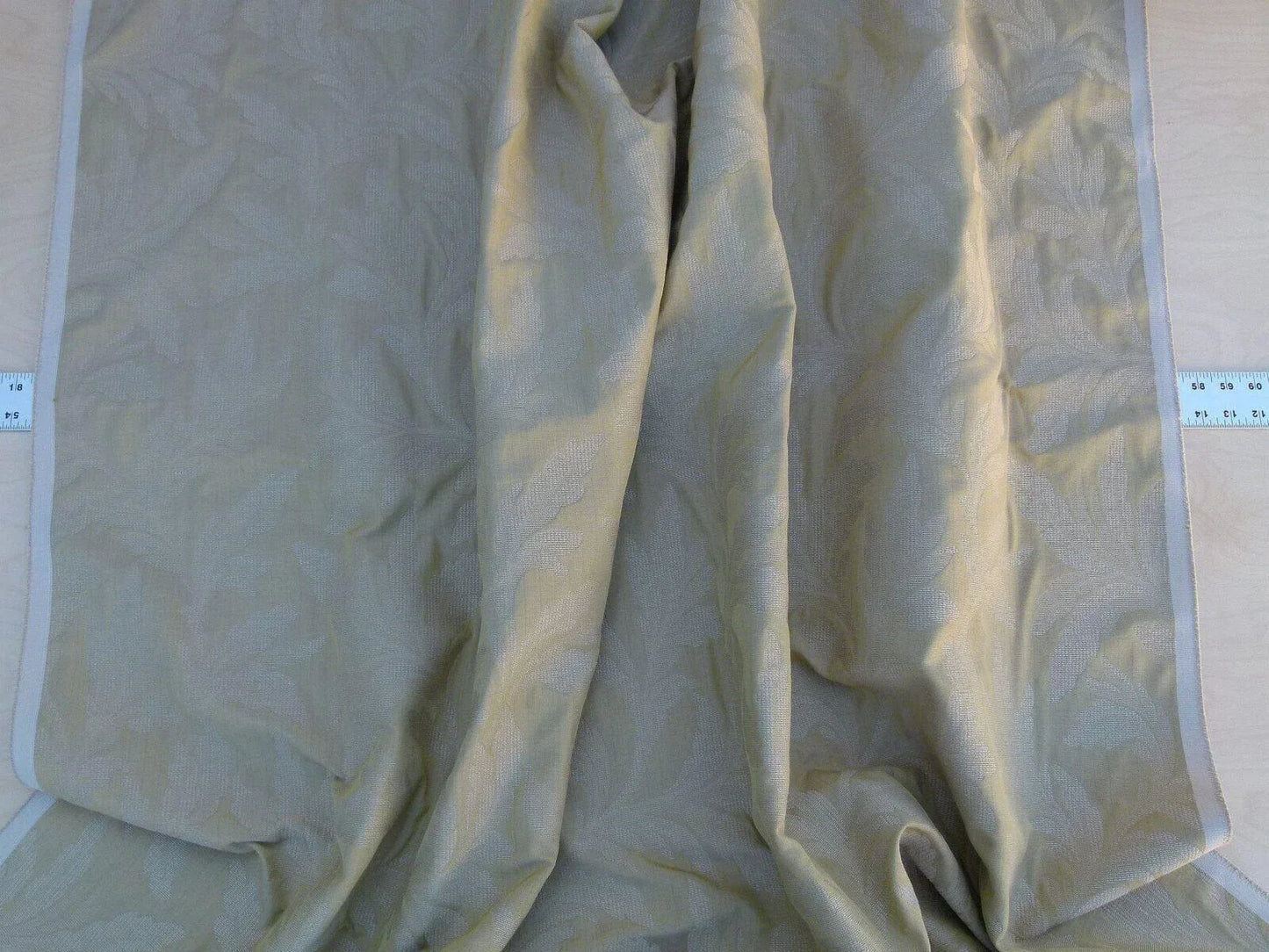 By Yard Scalamandre Cordoba Old Gold Chenille Woven Foliage Acanthus MSRP USD 176/Y  Grey Watkins