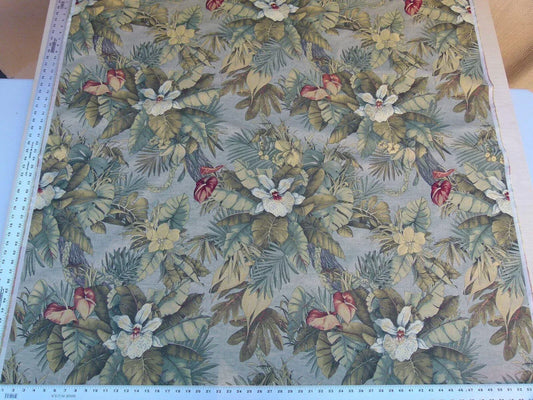By Yard Scalamandre Sao Paulo Gw Tropical Foliage Flower Brazil Red Green Old World Weavers MSRP USD 256/Y