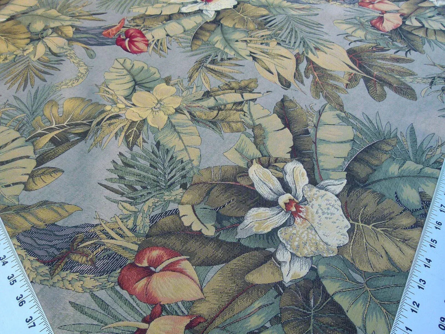 By Yard Scalamandre Sao Paulo Gw Tropical Foliage Flower Brazil Red Green Old World Weavers MSRP USD 256/Y