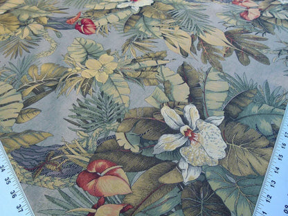 By Yard Scalamandre Sao Paulo Gw Tropical Foliage Flower Brazil Red Green Old World Weavers MSRP USD 256/Y