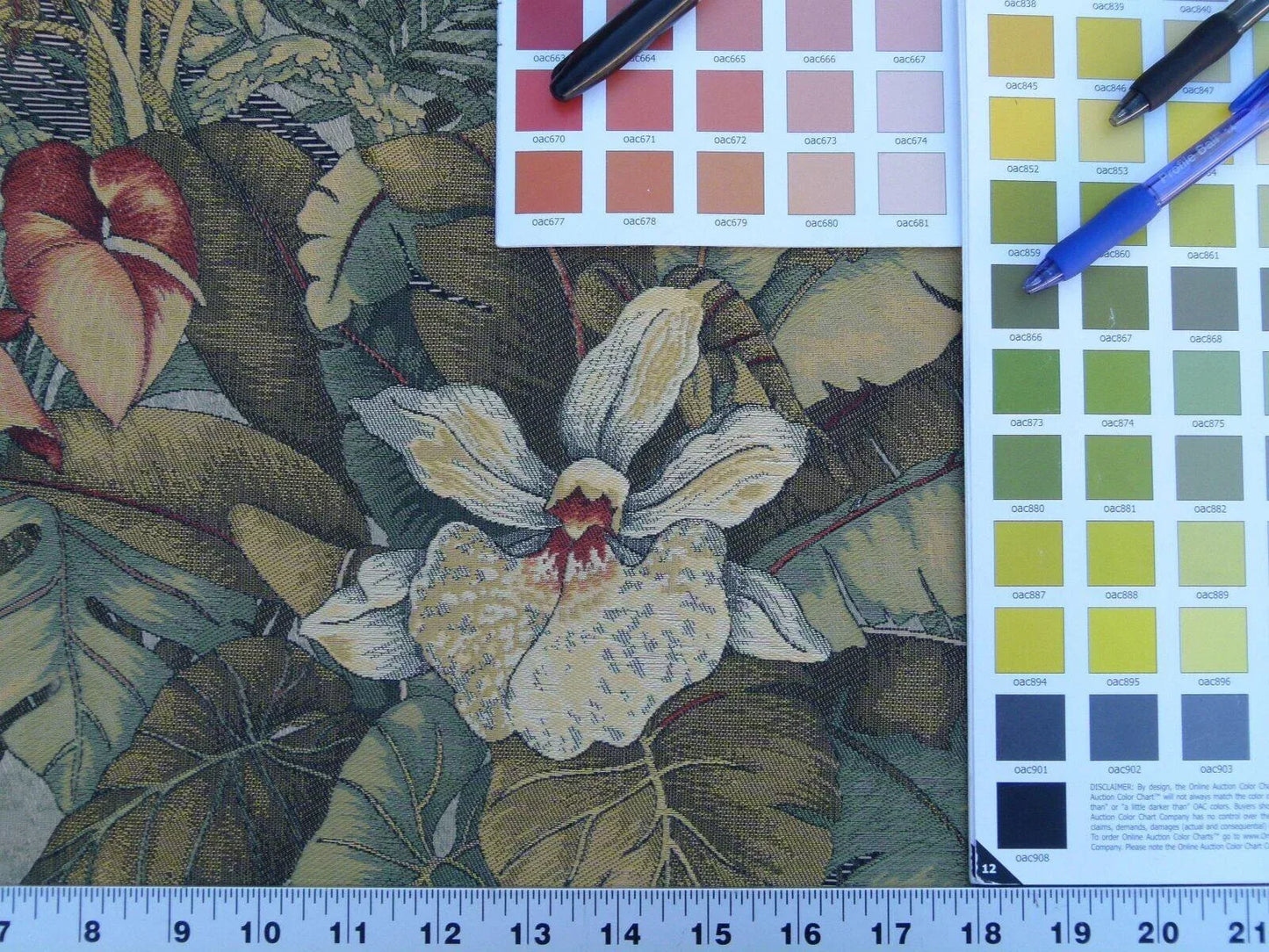 By Yard Scalamandre Sao Paulo Gw Tropical Foliage Flower Brazil Red Green Old World Weavers MSRP USD 256/Y