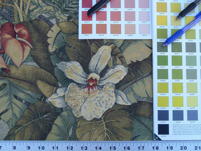 By Yard Scalamandre Sao Paulo Gw Tropical Foliage Flower Brazil Red Green Old World Weavers MSRP USD 256/Y