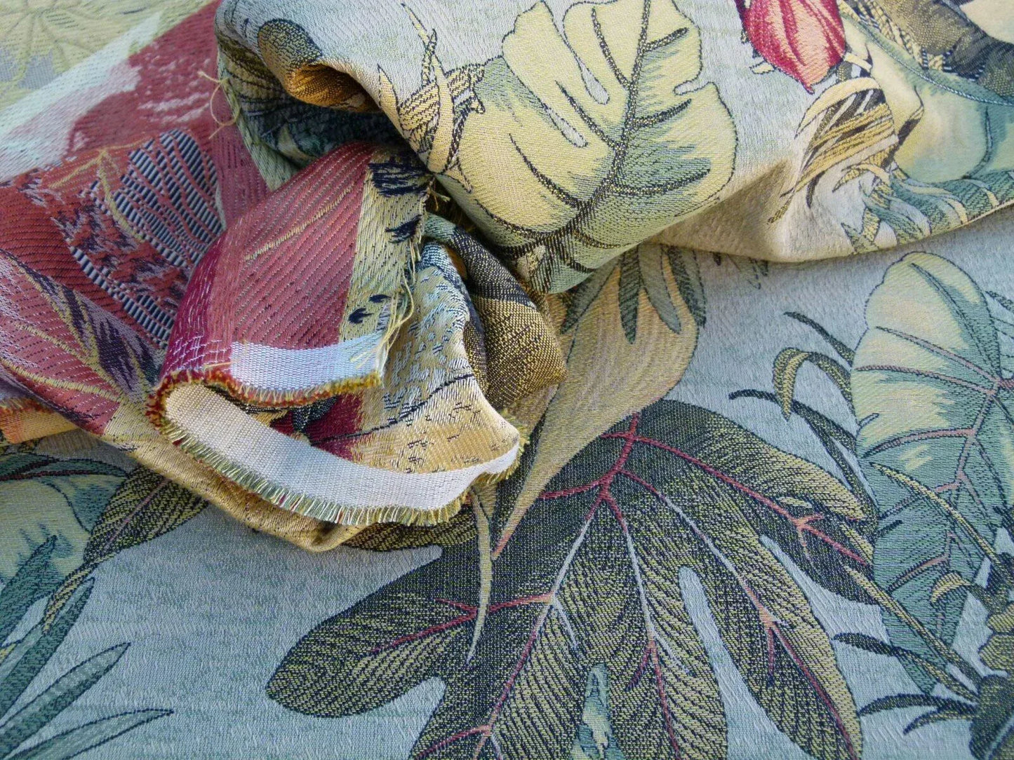 By Yard Scalamandre Sao Paulo Gw Tropical Foliage Flower Brazil Red Green Old World Weavers MSRP USD 256/Y