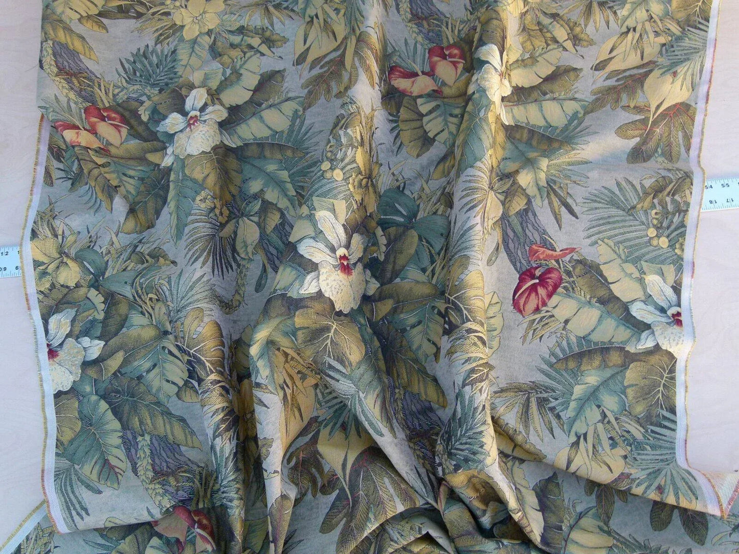 By Yard Scalamandre Sao Paulo Gw Tropical Foliage Flower Brazil Red Green Old World Weavers MSRP USD 256/Y