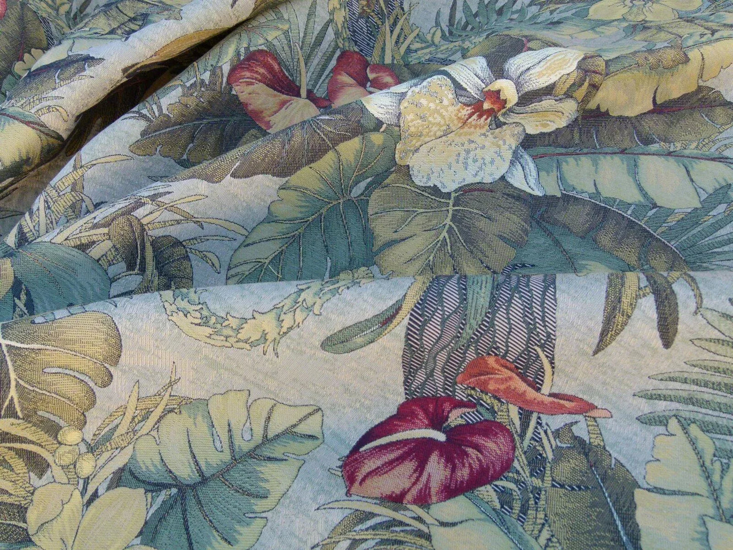 By Yard Scalamandre Sao Paulo Gw Tropical Foliage Flower Brazil Red Green Old World Weavers MSRP USD 256/Y