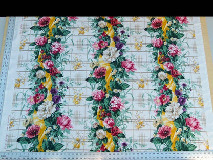 By Yard Scalamandre Eugenie Multi Yellow Chintz Tromp D’oeil Satin Sache Rose Garland MSRP USD 288/Yd