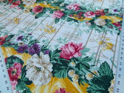 By Yard Scalamandre Eugenie Multi Yellow Chintz Tromp D’oeil Satin Sache Rose Garland MSRP USD 288/Yd