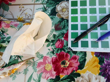 By Yard Scalamandre Eugenie Multi Yellow Chintz Tromp D’oeil Satin Sache Rose Garland MSRP USD 288/Yd