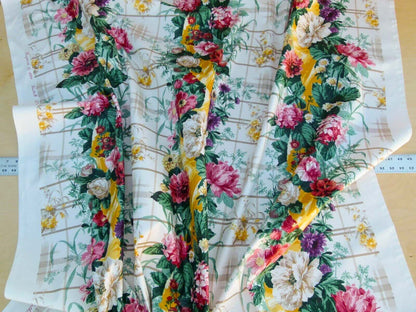 By Yard Scalamandre Eugenie Multi Yellow Chintz Tromp D’oeil Satin Sache Rose Garland MSRP USD 288/Yd