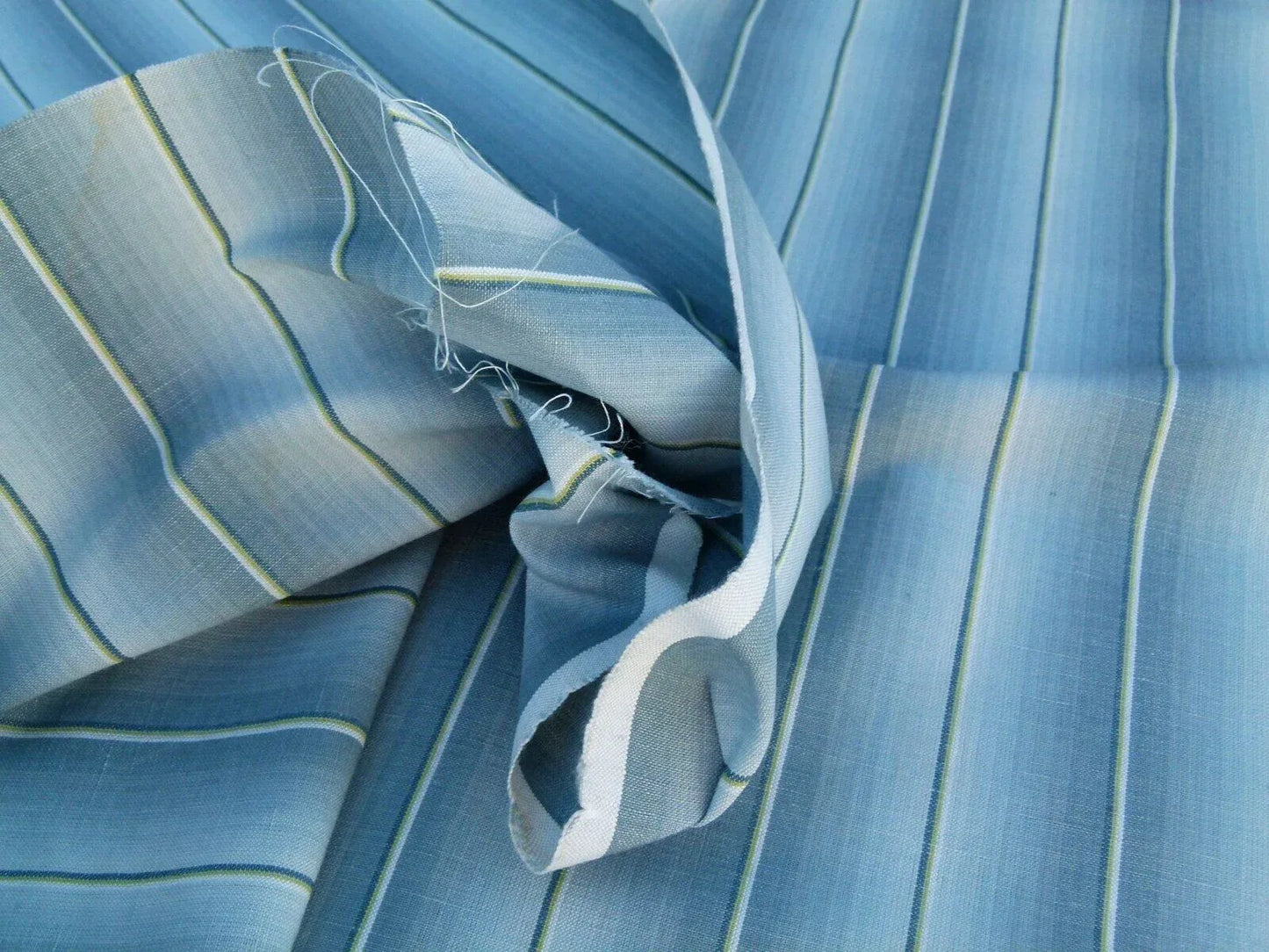 By Yard Scalamandre Old World Weavers Lindy Aqua Stripe Linen Cotton Woven MSRP USD 124/Y