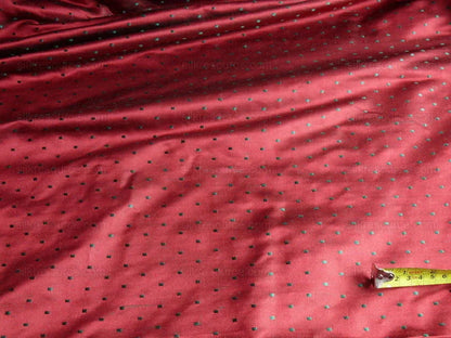 100% Silk Satin Damask Crimson Red Polka Dot Glamor