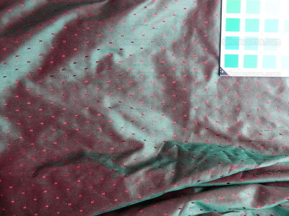 100% Silk Satin Damask Crimson Red Polka Dot Glamor