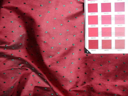 100% Silk Satin Damask Crimson Red Polka Dot Glamor