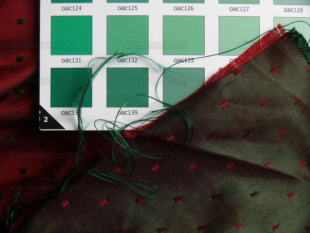 100% Silk Satin Damask Crimson Red Polka Dot Glamor