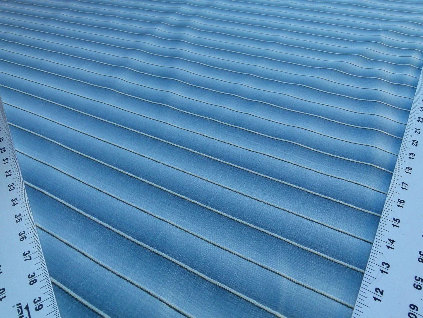 By Yard Scalamandre  Old World Weavers Lindy Blue Stripe Linen Cotton Woven MSRP USD 124/Y