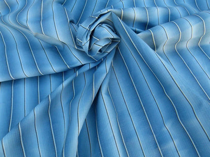 By Yard Scalamandre  Old World Weavers Lindy Blue Stripe Linen Cotton Woven MSRP USD 124/Y