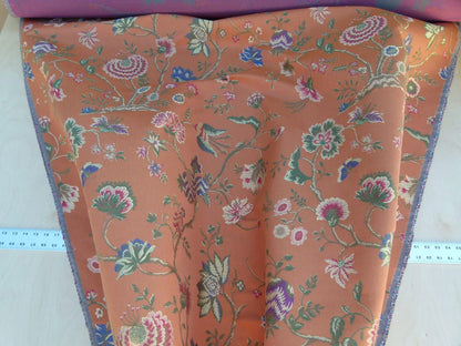 Scalamandre Utopian Garden Grey Watkins Salmon Pink Renaissance Floral &amp; Fruits Butterfly Snail Old World Weavers Flower Lampas MSRP USD 408/y