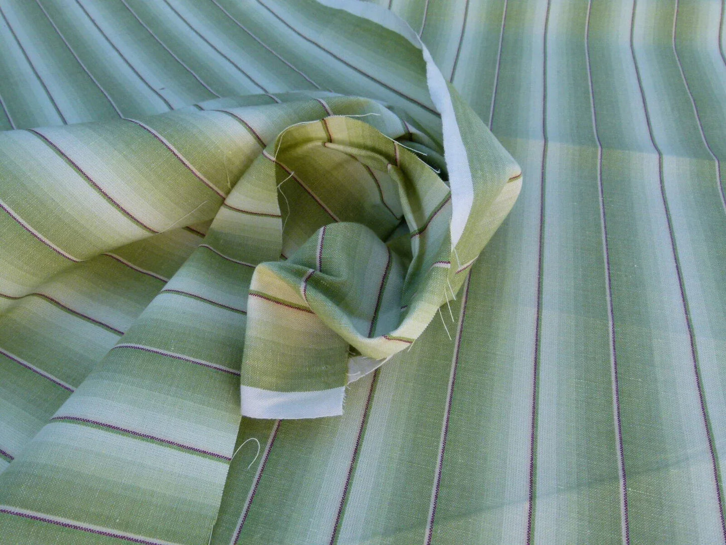 By Yard Scalamandre Old World Weavers Lindy Green Stripe Linen Cotton Woven MSRP USD 124/Y