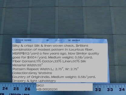 Scalamandre Jackson Square Taupe Beige Watkins Silk Linen Plaid MSRP USD 112/Y