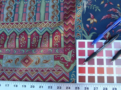 Scalamandre Sultanabad Fonthill Black Turkish Print Blue Old World Weavers MSRP USD 204/Y