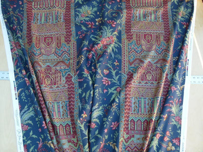 Scalamandre Sultanabad Fonthill Black Turkish Print Blue Old World Weavers MSRP USD 204/Y