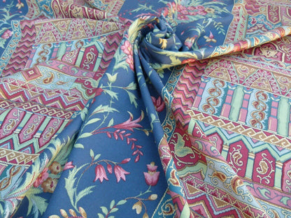 Scalamandre Sultanabad Fonthill Black Turkish Print Blue Old World Weavers MSRP USD 204/Y