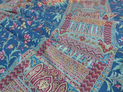 Scalamandre Sultanabad Fonthill Black Turkish Print Blue Old World Weavers MSRP USD 204/Y