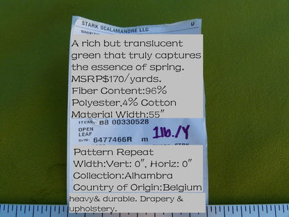 Scalamandre Open Leaf Rich Saturated Green Old World Weavers MSRP USD 170/Y