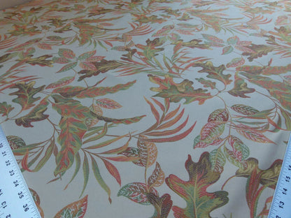 Scalamandre Old World Weavers Foliage Autumn Tropical Leaves Spectacular Lampas Orange Red Gold MSRP USD 296/Y