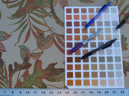 Scalamandre Old World Weavers Foliage Autumn Tropical Leaves Spectacular Lampas Orange Red Gold MSRP USD 296/Y