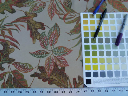 Scalamandre Old World Weavers Foliage Autumn Tropical Leaves Spectacular Lampas Orange Red Gold MSRP USD 296/Y