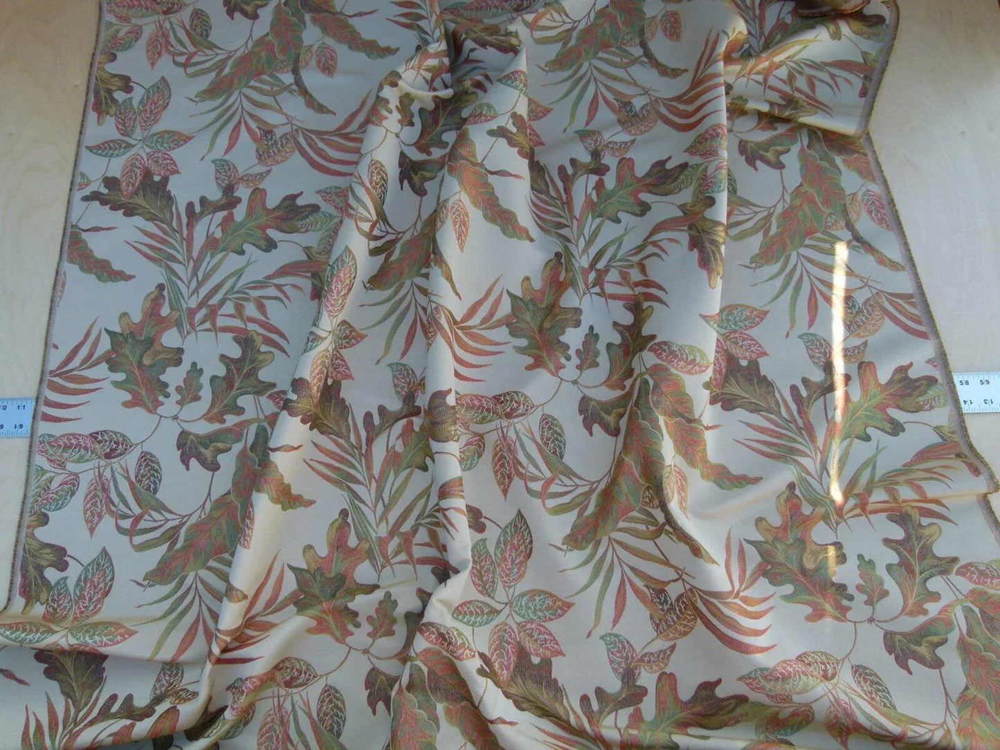 Scalamandre Old World Weavers Foliage Autumn Tropical Leaves Spectacular Lampas Orange Red Gold MSRP USD 296/Y