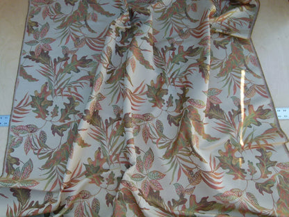 Scalamandre Old World Weavers Foliage Autumn Tropical Leaves Spectacular Lampas Orange Red Gold MSRP USD 296/Y